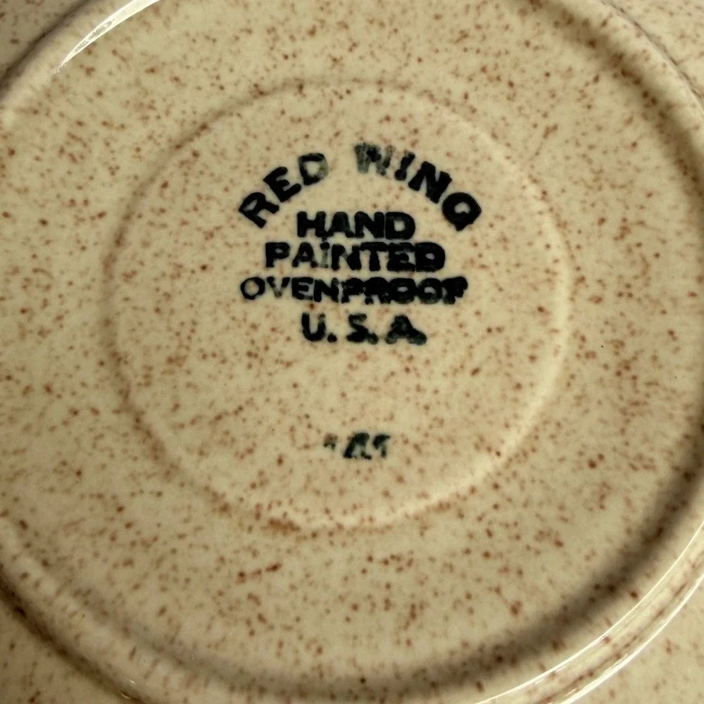Red Wing Bob White Cup and Saucer Set Hand Painted Ovenproof USA Vintage MCM